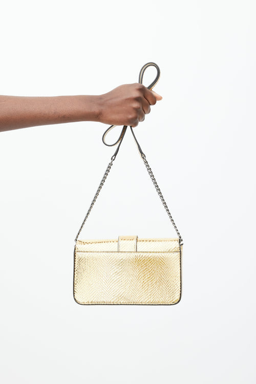 Jimmy Choo Gold Cheri Embossed Crystal Bag