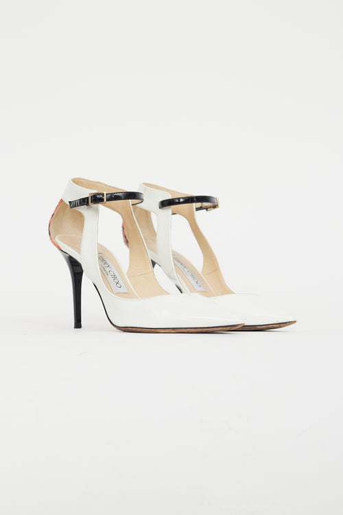 Jimmy Choo White & Multicolour Textured Patent Heel