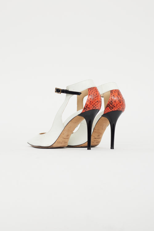 Jimmy Choo White & Multicolour Textured Patent Heel