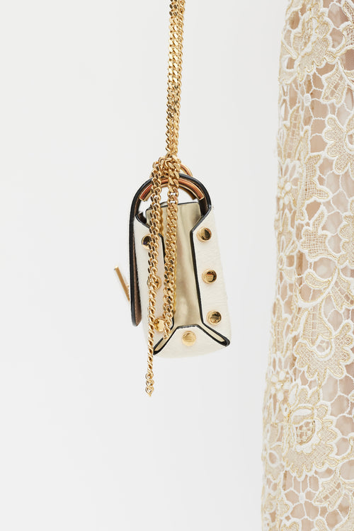 Jimmy Choo White & Gold Lockett Textured Bag