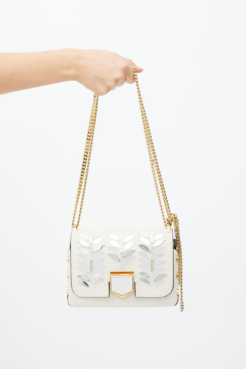 Jimmy Choo White & Gold Lockett Textured Bag