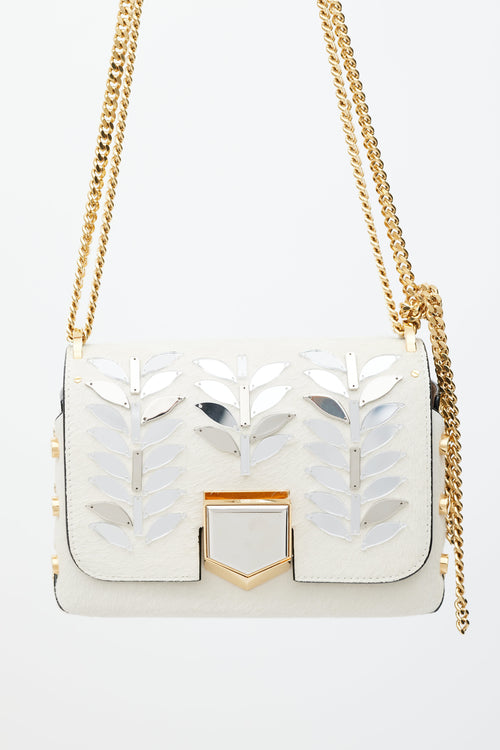 Jimmy Choo White & Gold Lockett Textured Bag
