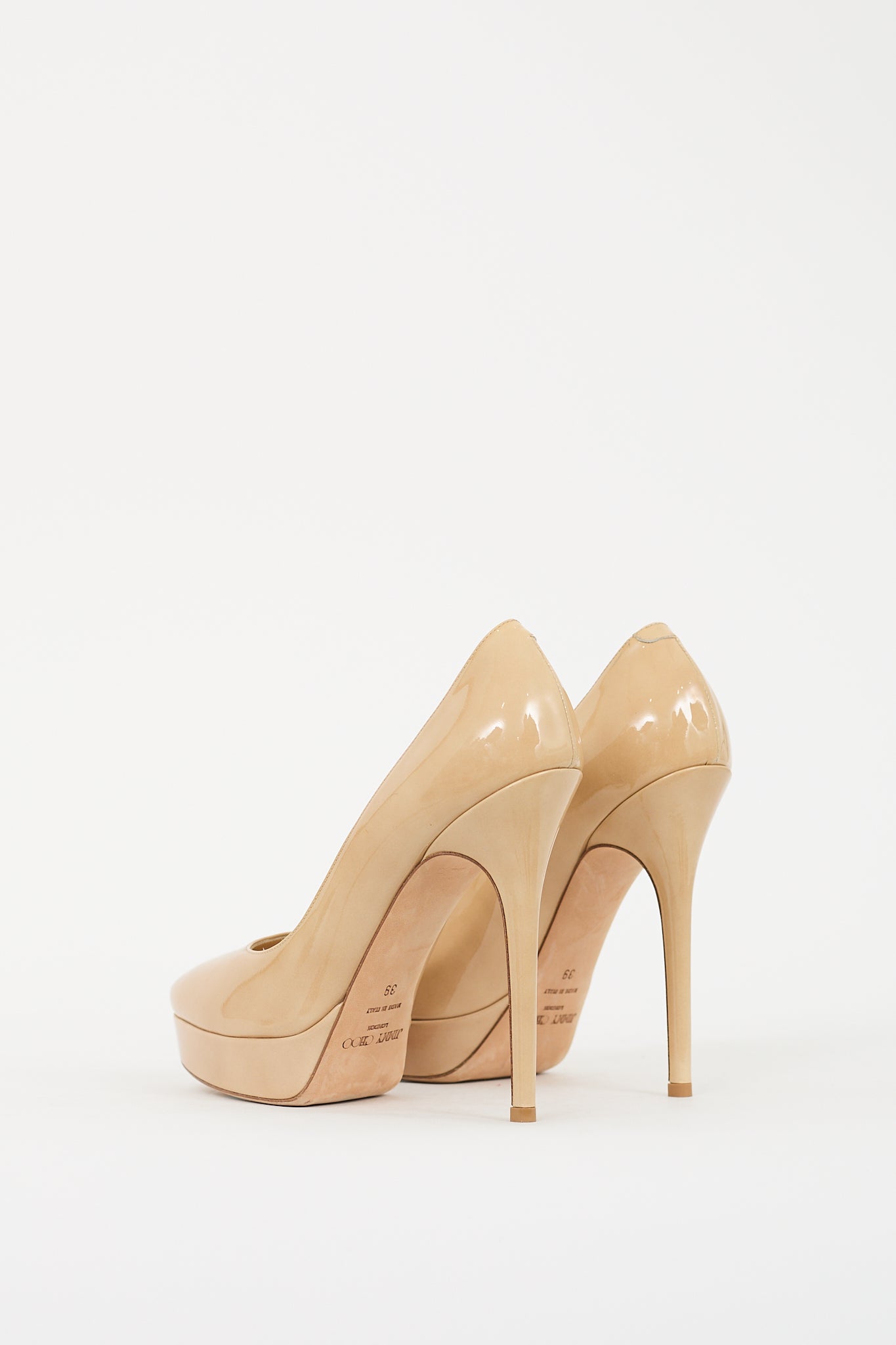 Jimmy Choo Beige Patent Leather Cosmic Pump