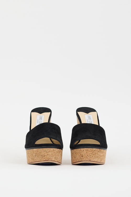 Jimmy Choo Black & Brown Suede Deedee Platform Heel