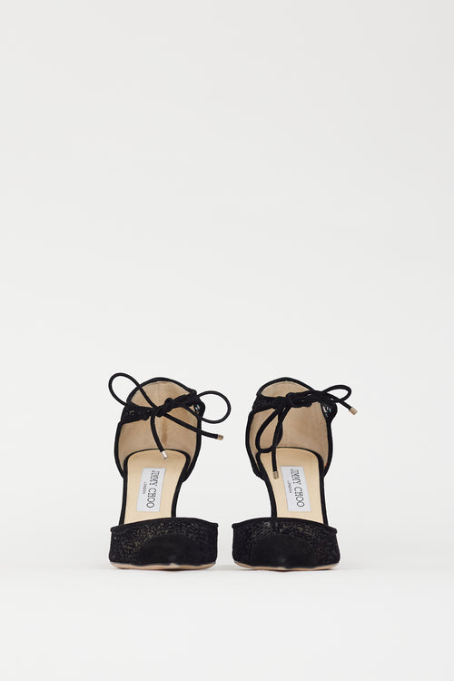 Jimmy Choo Black Velvet Mesh Vince D'Orsay Heel