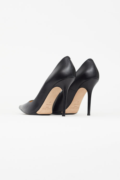 Jimmy Choo Black Leather Pointed Toe Stiletto Pump