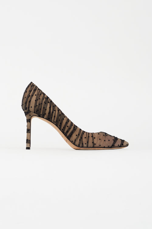 Jimmy Choo Beige & Black Romy Tulle Pump