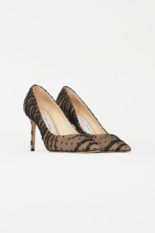 Jimmy Choo Beige & Black Romy Tulle Pump