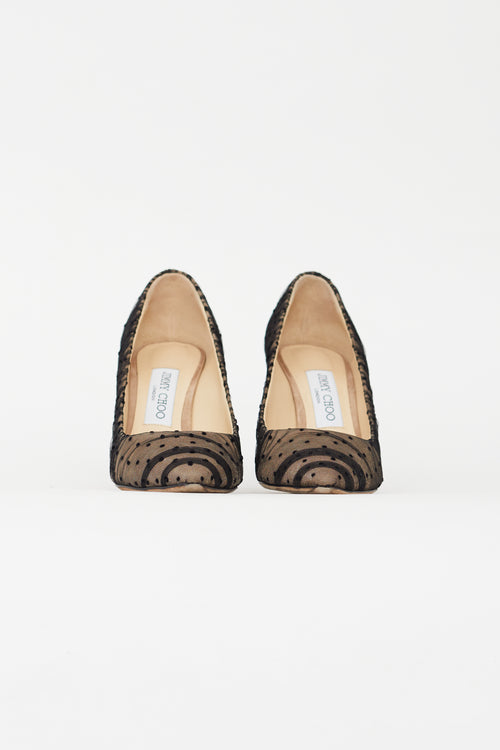 Jimmy Choo Beige & Black Romy Tulle Pump