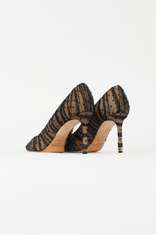 Jimmy Choo Beige & Black Romy Tulle Pump
