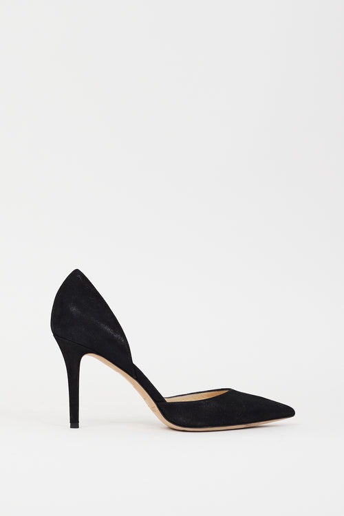 Jimmy Choo Black Shiny Suede Addison D'Orsay Pump