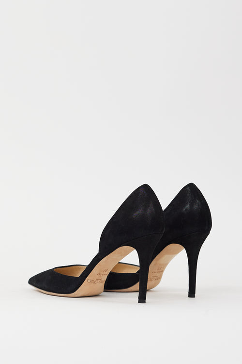 Jimmy Choo Black Shiny Suede Addison D'Orsay Pump