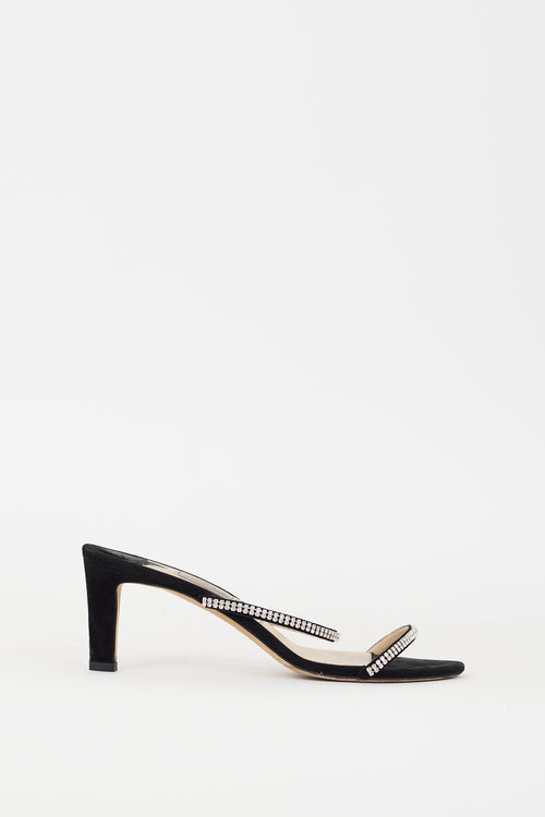 Jimmy Choo Black & Silver Crystal Bea 65 Heel