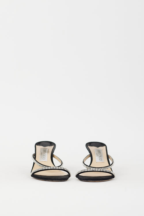 Jimmy Choo Black & Silver Crystal Bea 65 Heel