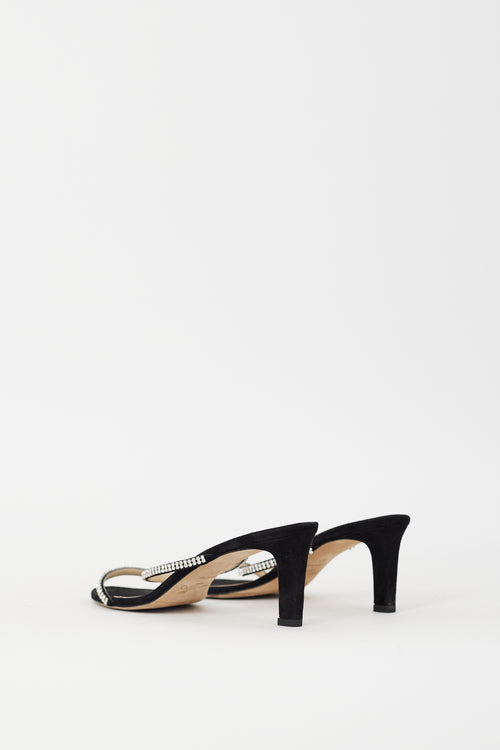 Jimmy Choo Black & Silver Crystal Bea 65 Heel