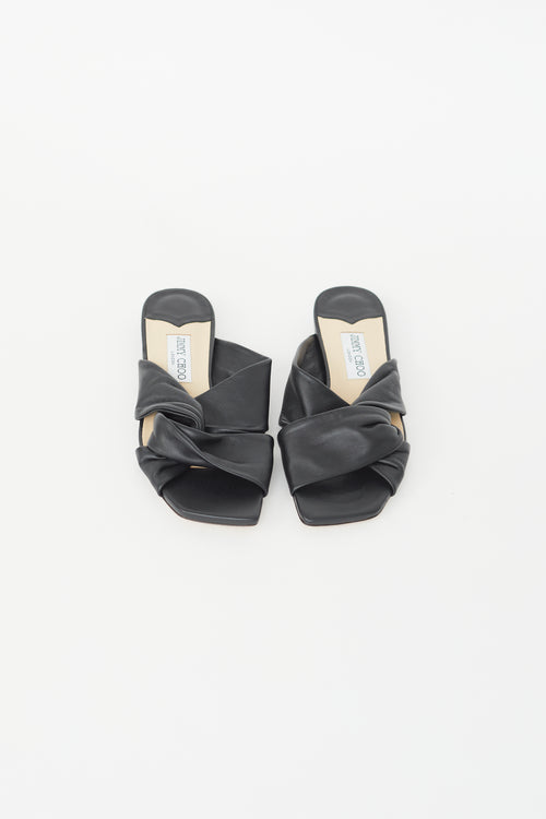 Jimmy Choo Black Leather Narisa Flat Sandal