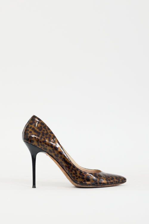 Jimmy Choo Brown & Black Patent Leather Gilbert Printed Heel
