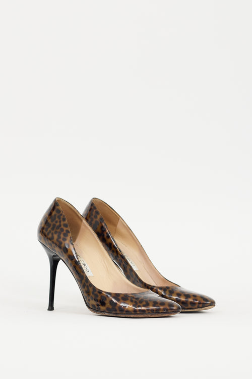 Jimmy Choo Brown & Black Patent Leather Gilbert Printed Heel