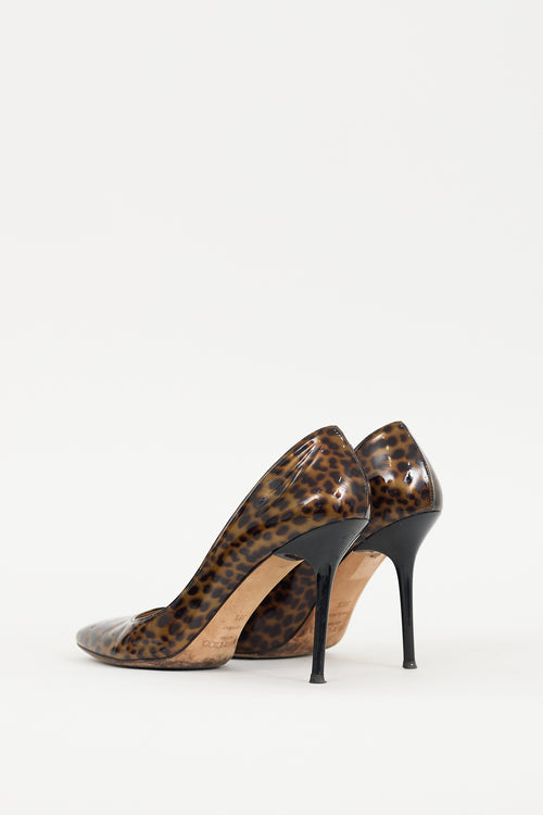 Jimmy Choo Brown & Black Patent Leather Gilbert Printed Heel