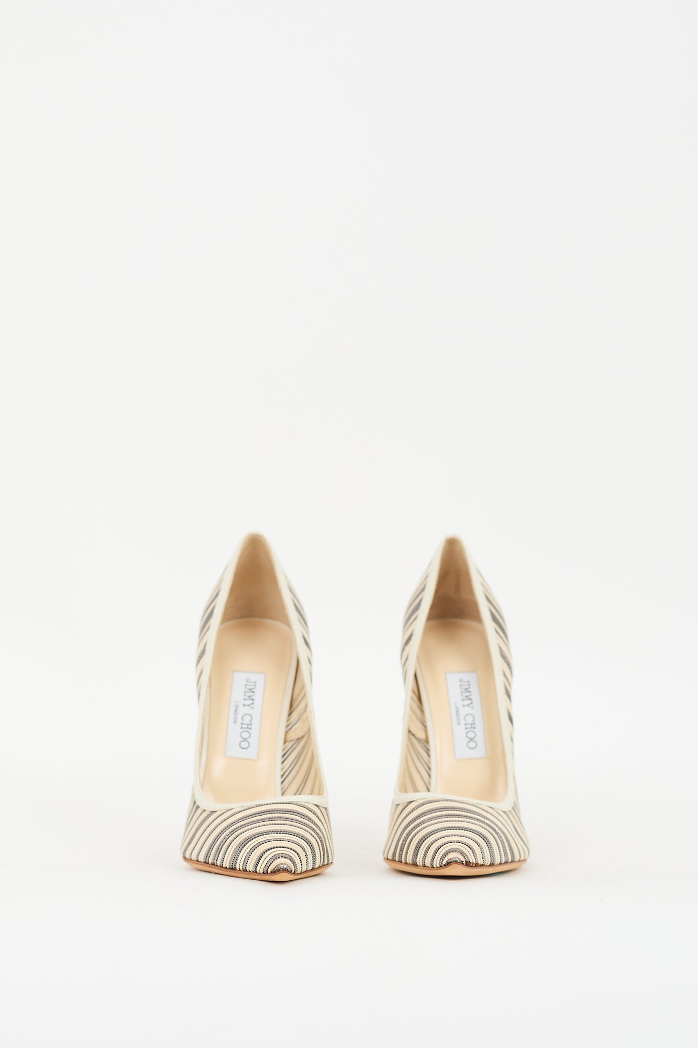 Jimmy Choo Cream & Grey Mesh Striped Pump