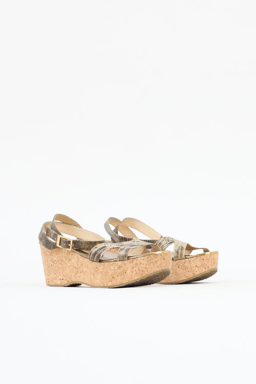 Jimmy Choo Exotic Papyrus Platform Sandal