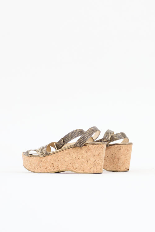 Jimmy Choo Exotic Papyrus Platform Sandal