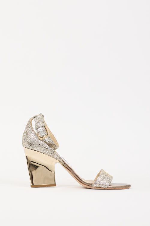 Jimmy Choo Silver & Gold Glitter Edina Heel