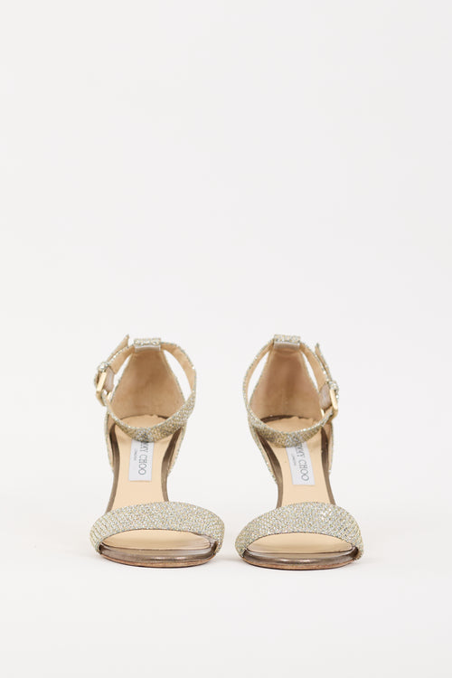 Jimmy Choo Silver & Gold Glitter Edina Heel