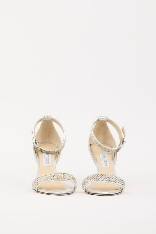 Jimmy Choo Silver & Gold Woven Edina Heel