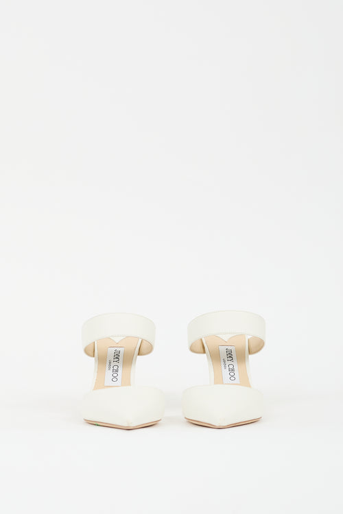Jimmy Choo White Leather Cheri Strapped Mule