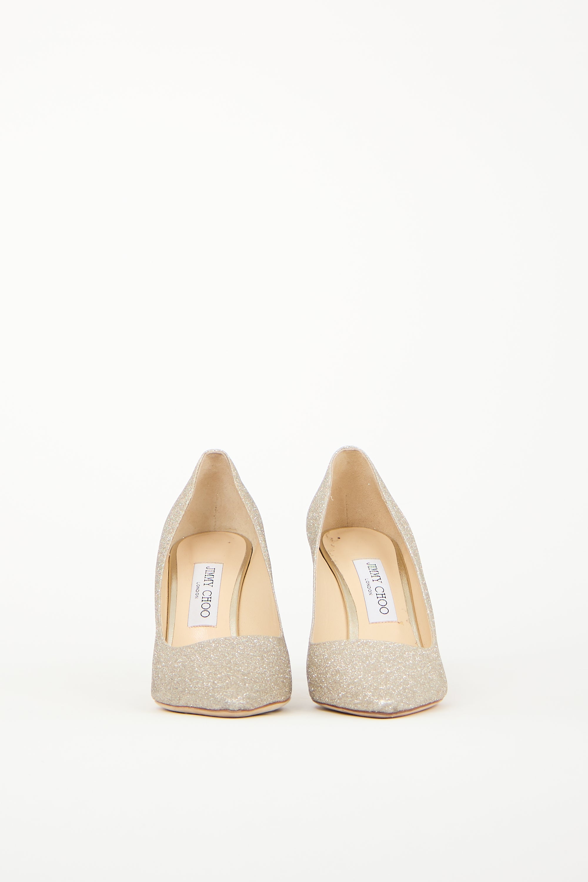 Jimmy Choo Silver Glitter Romy Pump