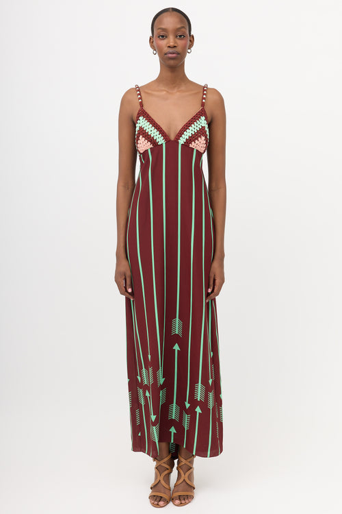 Johanna Ortiz Silk & Crochet Printed Maxi Dress