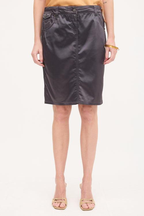 John Galliano 2000s Satin Pencil Skirt