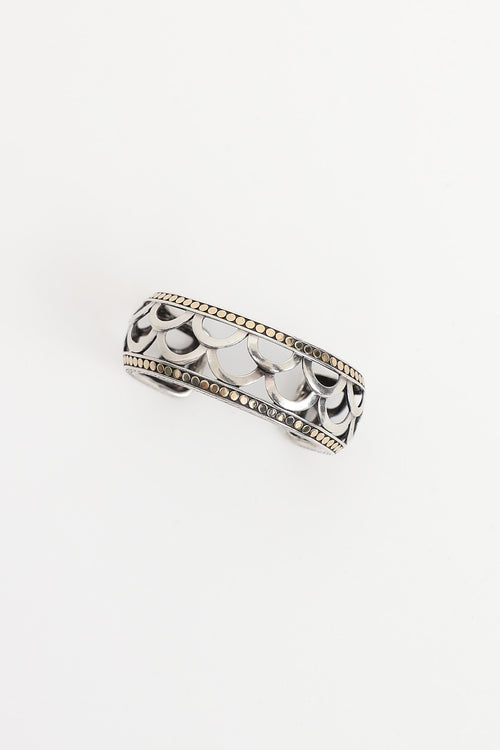 John Hardy Sterling Silver and 18K Yellow Gold Naga Scale Cuff
