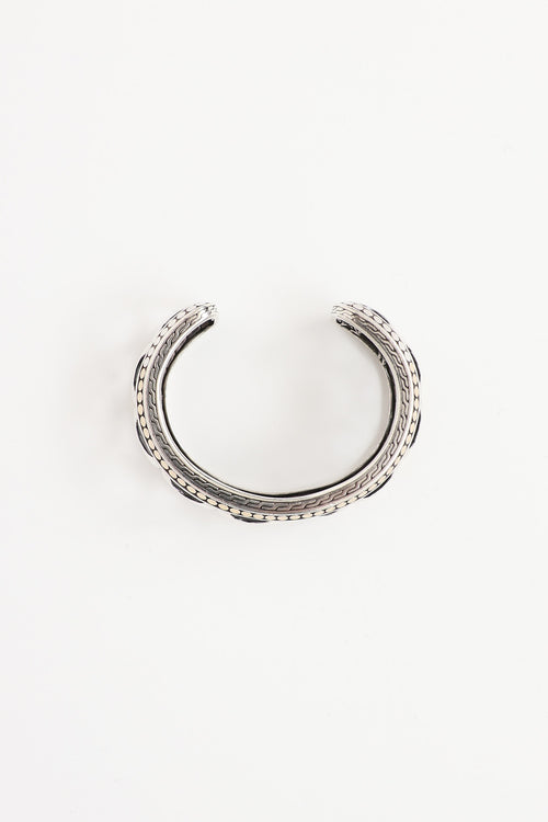 John Hardy Sterling Silver and 18K Yellow Gold Naga Scale Cuff