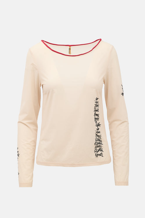 John Galliano Vintage Sheer Tattoo Top