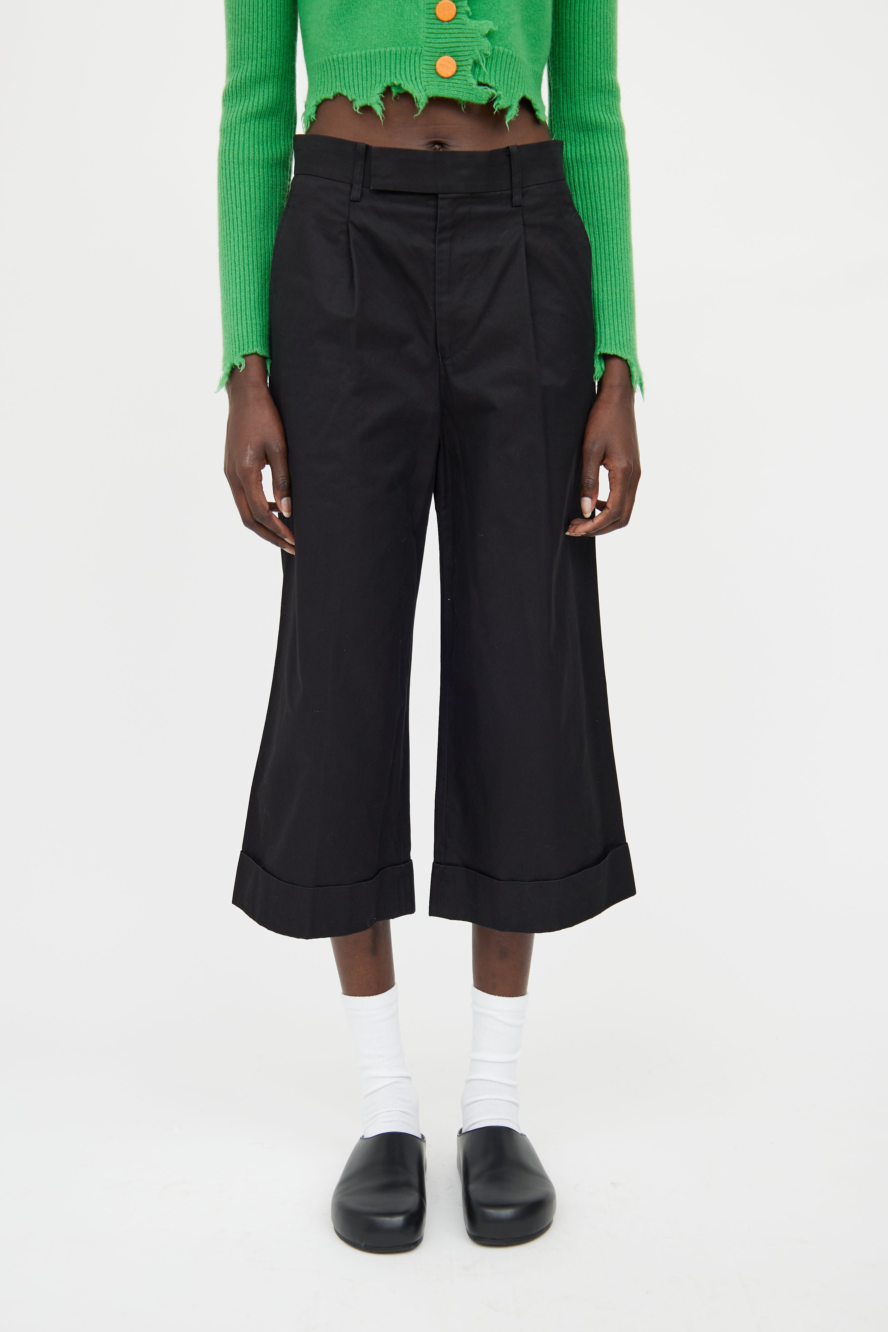 Junya Watanabe Black Pleated Cuffed Crop Pant