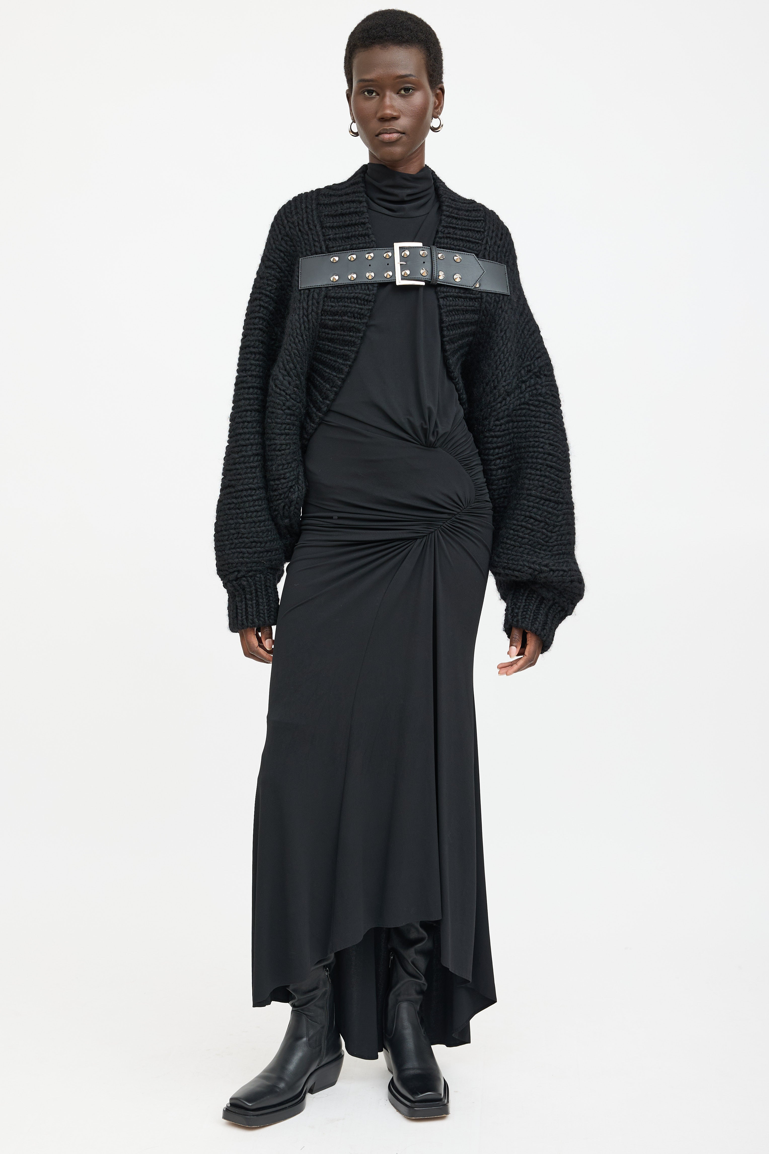 Junya Watanabe black wool knit cardigan 
