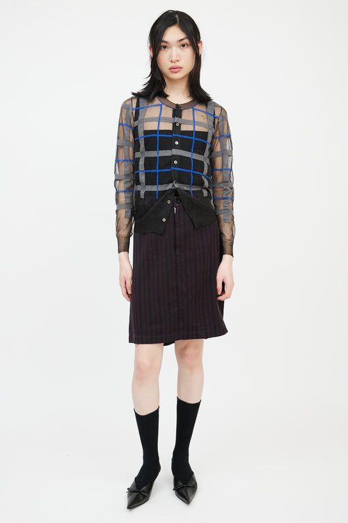 Junya Watanabe AD 2012 Black & Multicolour Check Mesh Cardigan