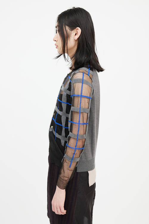 Junya Watanabe AD 2012 Black & Multicolour Check Mesh Cardigan