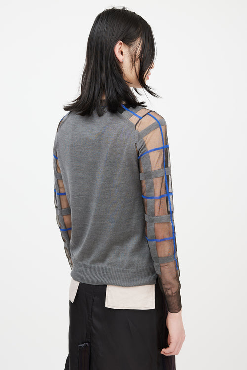 Junya Watanabe AD 2012 Black & Multicolour Check Mesh Cardigan