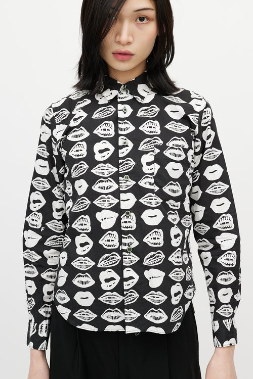 Junya Watanabe Black & White Lip Shirt