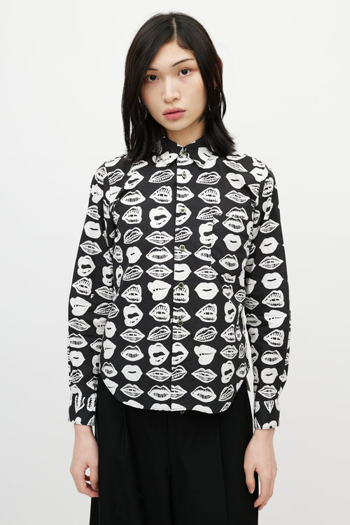 Junya Watanabe Black & White Lip Shirt