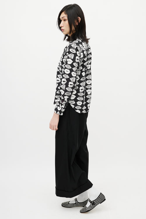 Junya Watanabe Black & White Lip Shirt