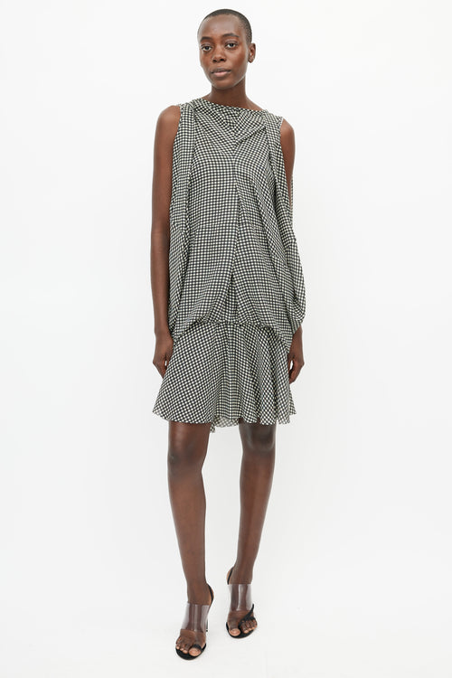 Junya Watanabe Cream & Brown Gingham Puff Dress