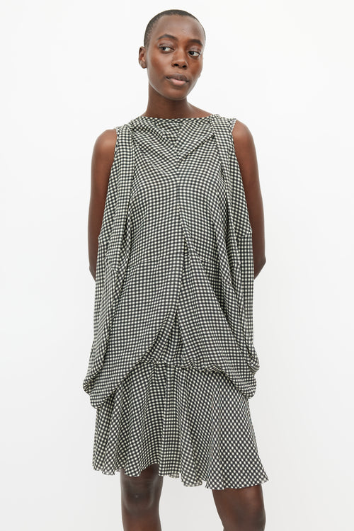 Junya Watanabe Cream & Brown Gingham Puff Dress