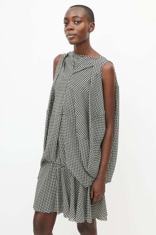 Junya Watanabe Cream & Brown Gingham Puff Dress