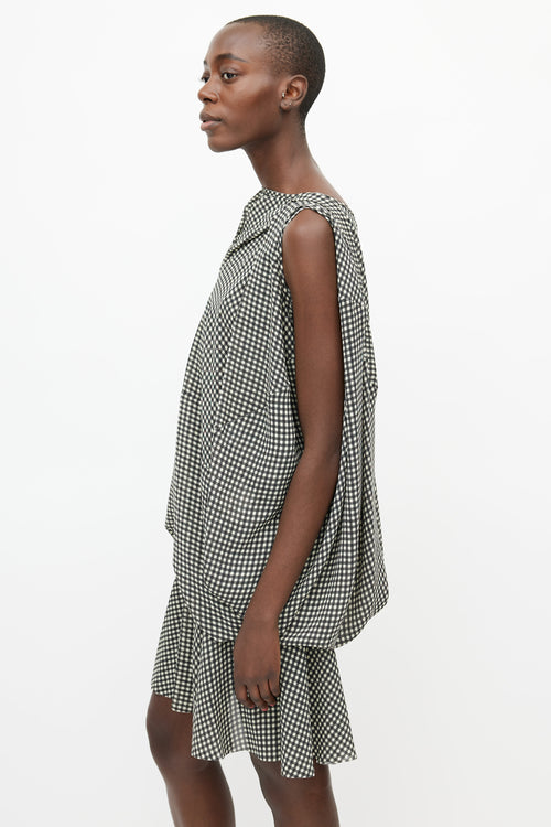 Junya Watanabe Cream & Brown Gingham Puff Dress