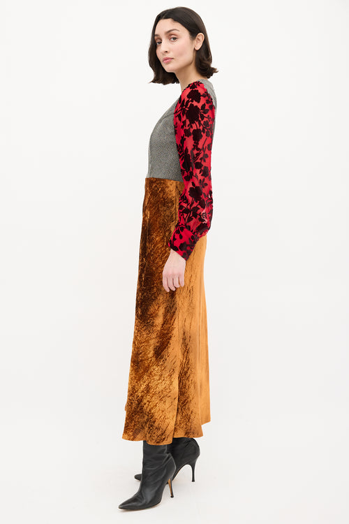 Junya Watanabe FW 2012 Multicolour Tweed & Velvet Dress
