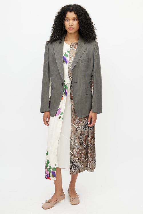 Junya Watanabe F/W 2019 Brown & Multi Print Blazer Dress